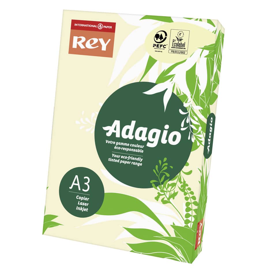 Carta colorata A3 International Paper Rey Adagio 160 g/m² avorio 93 - Risma da 250 fogli - ADAGI160X486