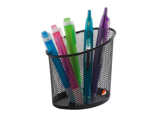 Portapenne ALBA Mesh forma ellittica 10,5x7x10,5 cm metallo traforato nero MESHCUP N