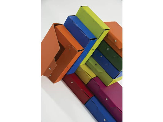 Cartella portaprogetti con bottoni BREFIOCART in presspan 25x35 cm dorso 12 cm blu Conf. 5 pezzi - 020E7616.BL