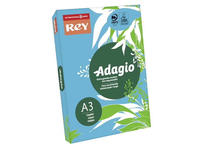 Carta colorata A3 International Paper Rey Adagio 80 g/m² blu intenso 51 - Risma da 500 fogli - ADAGI160X470