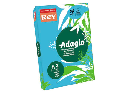 Carta colorata A3 International Paper Rey Adagio 80 g/m² blu intenso 51 - Risma da 500 fogli - ADAGI160X470