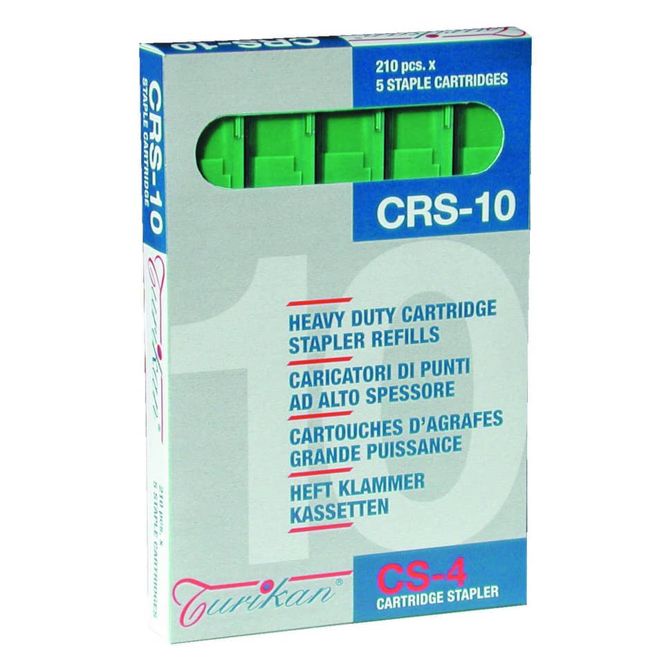 Caricatori per cucitrice Turikan CRS-10 verde h. 10mm capacità 40-55 fogli conf. 5 - 0023