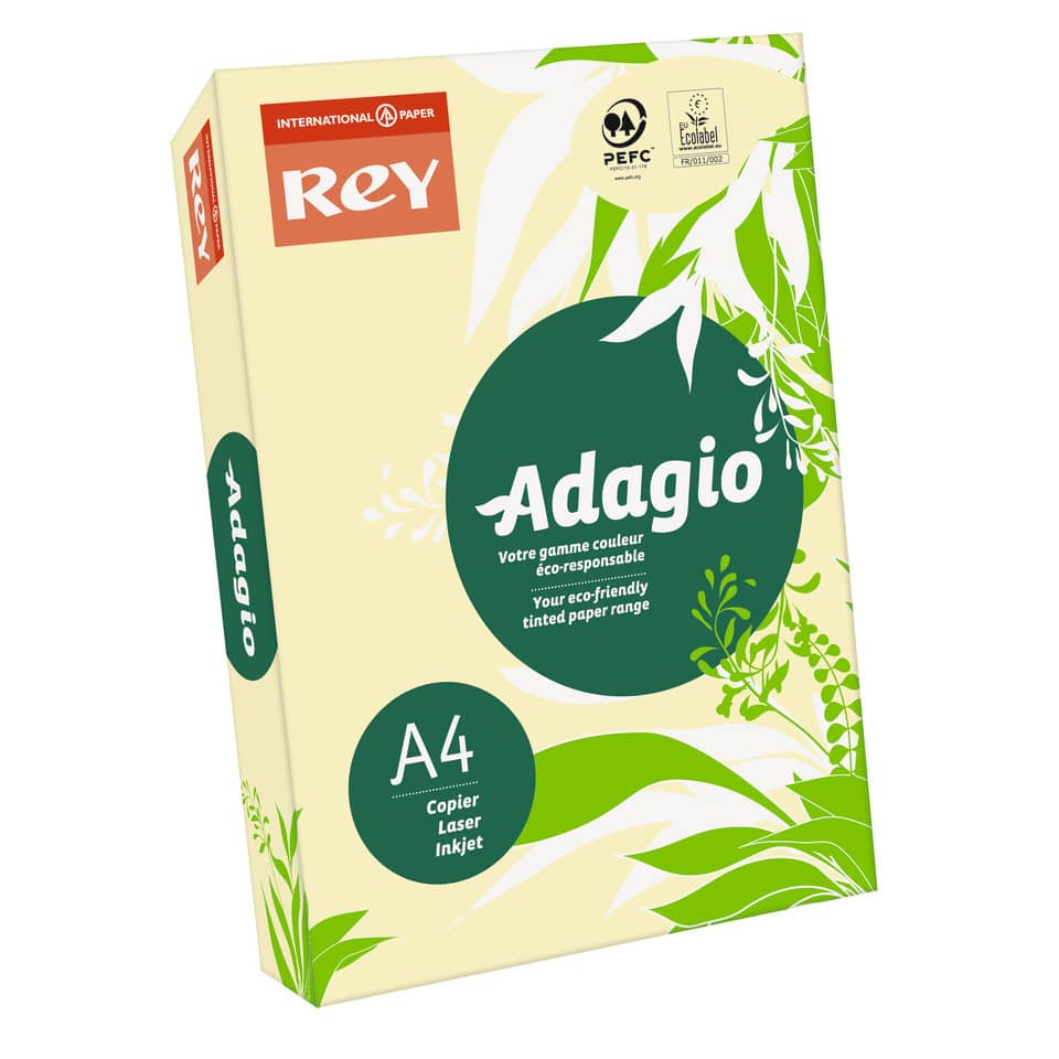 Carta colorata A4 International Paper Rey Adagio 160 g/m² giallo canarino 03 - Risma da 250 fogli - ADAGI160X473