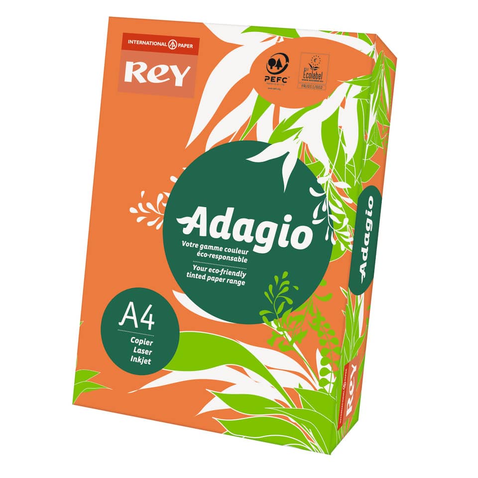 Carta colorata A4 International Paper Rey Adagio 80 g/m² arancio 21 - Risma da 500 fogli - ADAGI080X639