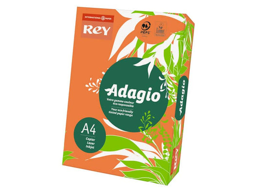 Carta colorata A4 International Paper Rey Adagio 80 g/m² arancio 21 - Risma da 500 fogli - ADAGI080X639