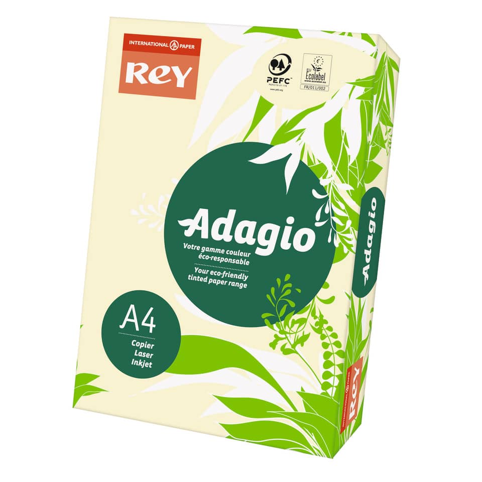 Carta colorata A4 International Paper Rey Adagio 160 g/m² avorio - Risma da 250 fogli - ADAGI160X475