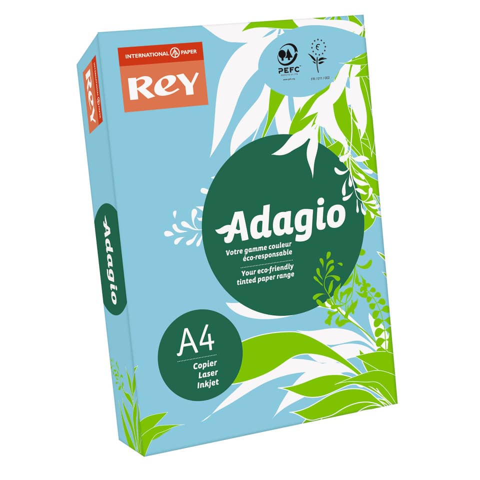 Carta colorata A4 International Paper Rey Adagio 160 g/m² blu tenue 48 - Risma da 250 fogli - ADAGI160X471