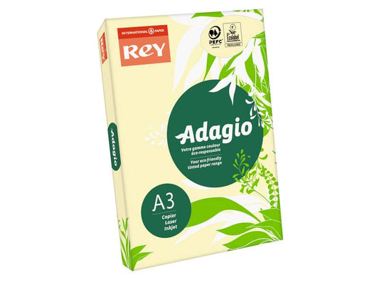 Carta colorata A3 International Paper Rey Adagio 80 g/m² giallo canarino 03 - Risma da 500 fogli - ADAGI080X660