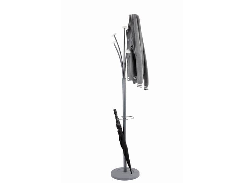 Appendiabiti da terra Alba PMFest con 5 appendini ø35xH.175 cm Grigio-Argento-Bianco - PMFEST BC