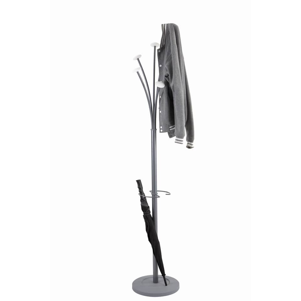 Appendiabiti da terra Alba PMFest con 5 appendini ø35xH.175 cm Grigio-Argento-Bianco - PMFEST BC