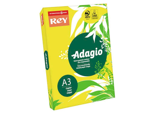 Carta colorata A3 International Paper Rey Adagio 80 g/m² giallo intenso 66 - Risma da 500 fogli - ADAGI080X670