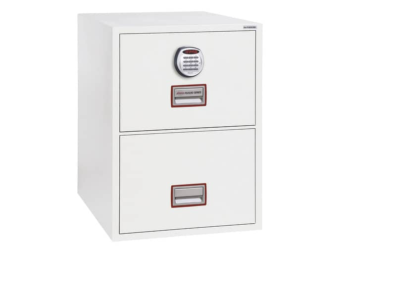 Classificatore ignifugo Phoenix bianco - Ral 9003 2 cassetti da 49lt. con serratura elettronica R3 - FS 2252 E