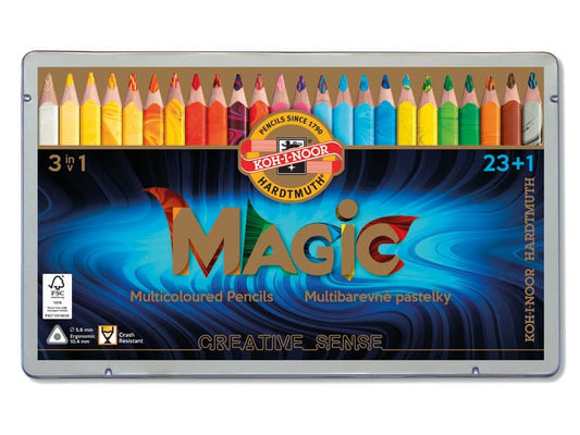 Astuccio matite multicolore KOH-I-NOOR legno di cedro 23 colori 23 matite + 1 blender - H3408024