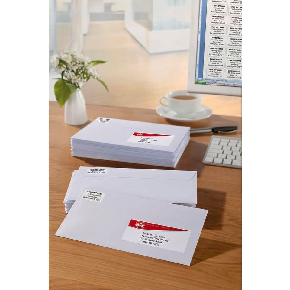 Etichette bianche per buste AVERY QuickDRY™ 63,5x38,1 mm - 21 et/foglio - stampanti inkjet - cf. 25 fogli J8160-25