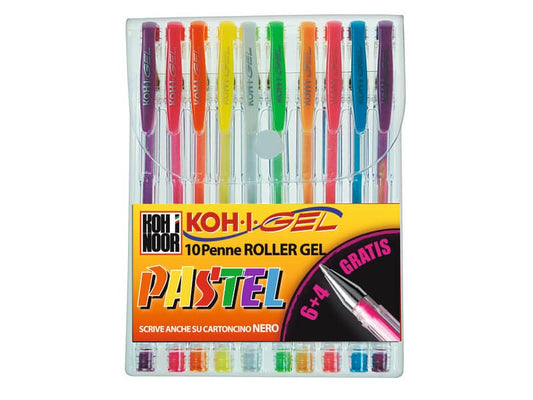 Penne gel KOH-I-NOOR 0,7mm colori pastello assortiti conf.10 - NAGP10P