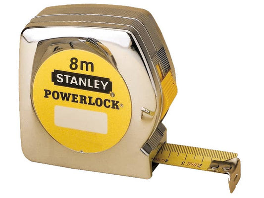 Flessometro STANLEY Powerlock 8 m x 25 mm - nastro in acciaio rivestito in Mylar - gancio per cintura - M33198