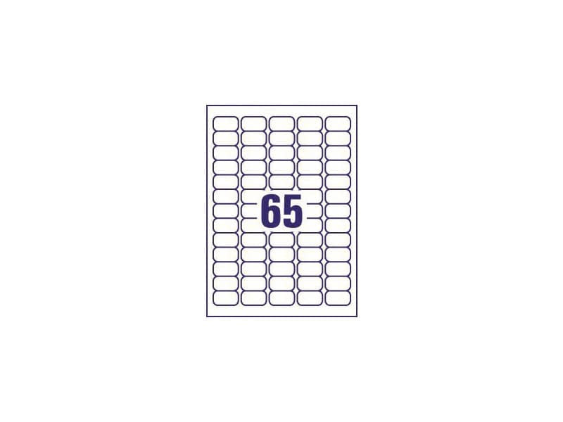 Etichette bianche per buste AVERY QuickDRY™ 38,1x21,2 mm - 65 et/foglio - stampanti inkjet - cf. 25 fogli J8651-25