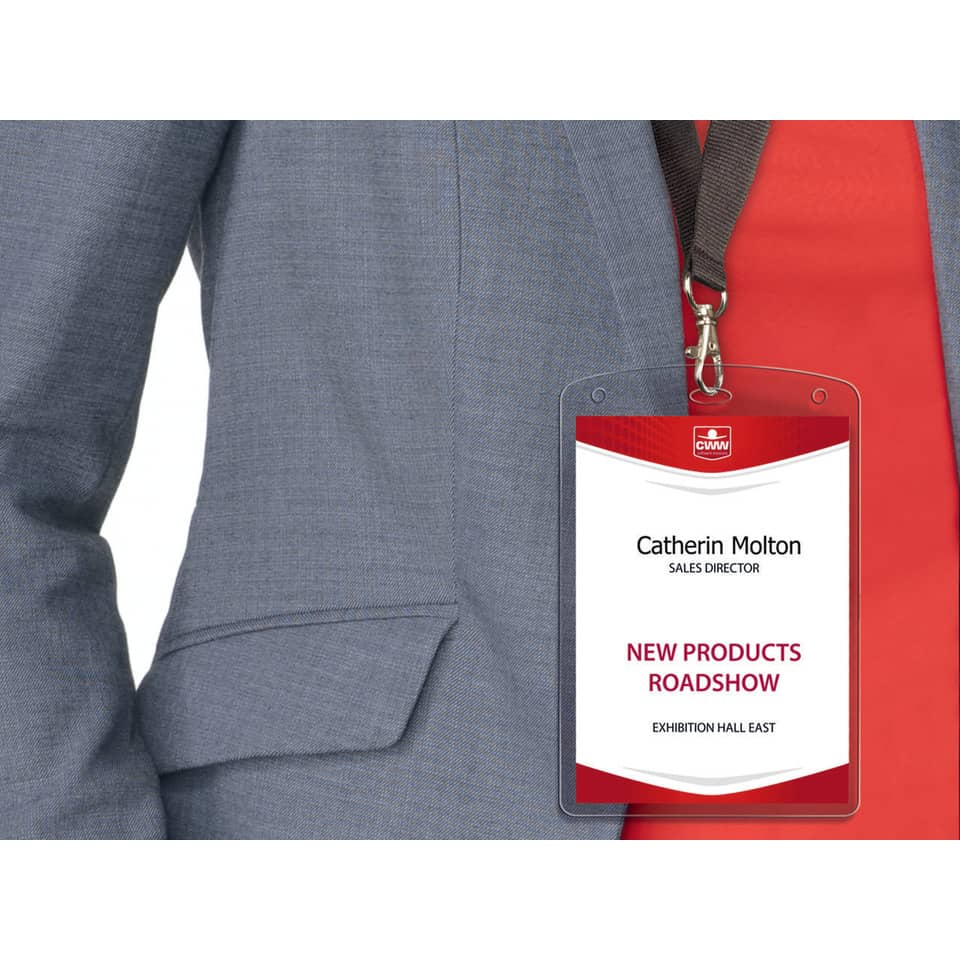 Kit portababdge Avery A6 completo di inserti e laccetti con gancio Conf. 10 pezzi - 4834