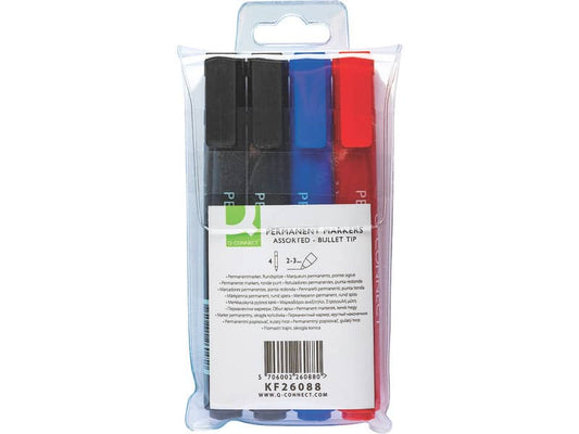 Marcatore permanente Q-Connect punta tonda 2-3 mm assortiti conf. da 4 - KF26088