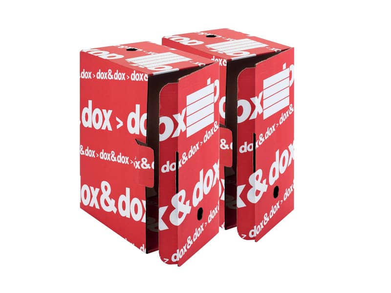 Scatola archivio Dox & Dox dorso 17,5 cm bianco/rosso con aletta 1600174