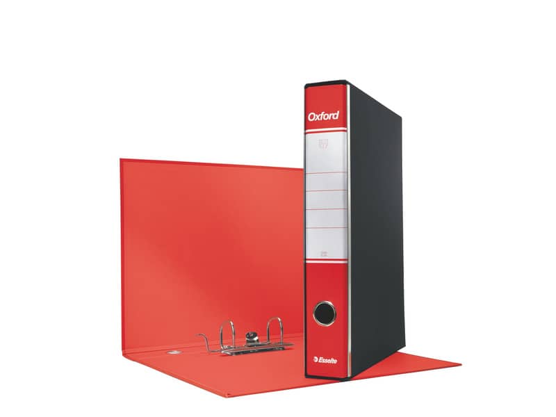 Registratore con custodia Esselte G82 Oxford commerciale 29,5x32 cm - dorso 5 cm rosso - 390782160