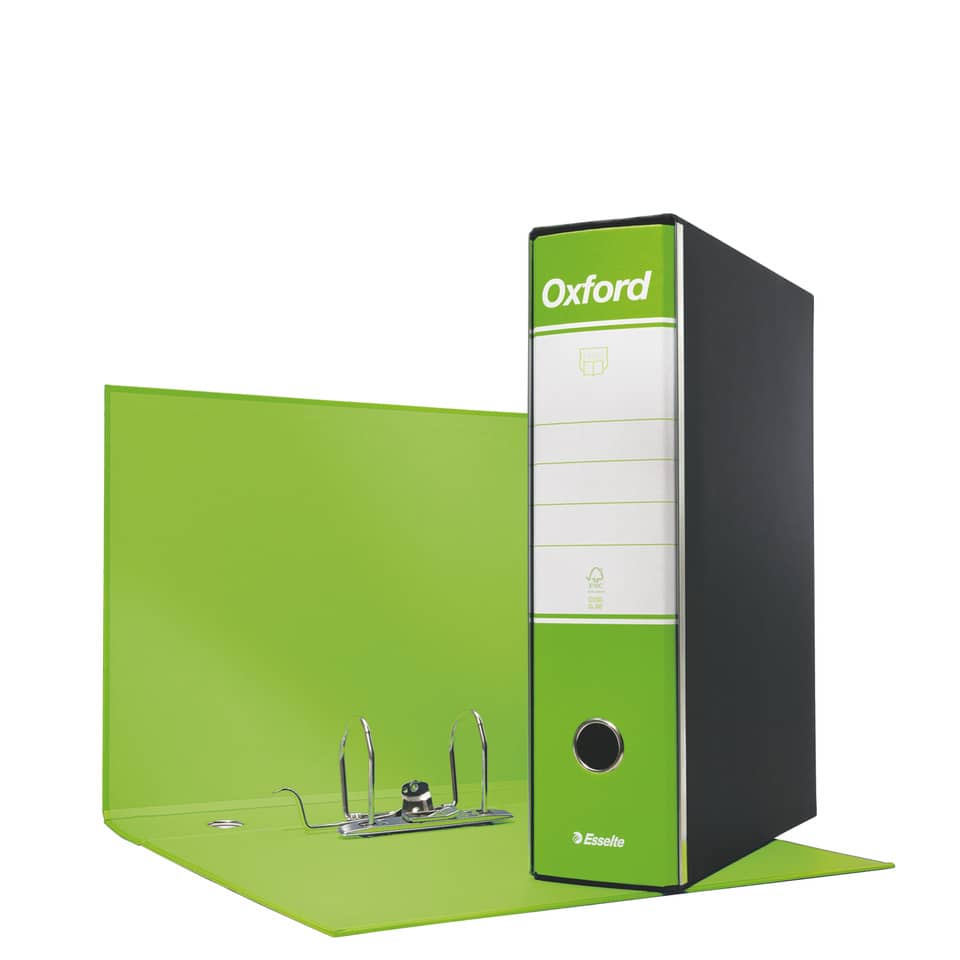Registratore con custodia Esselte G83 Oxford commerciale 29,5x32 cm - dorso 8 cm verde lime - 390783600