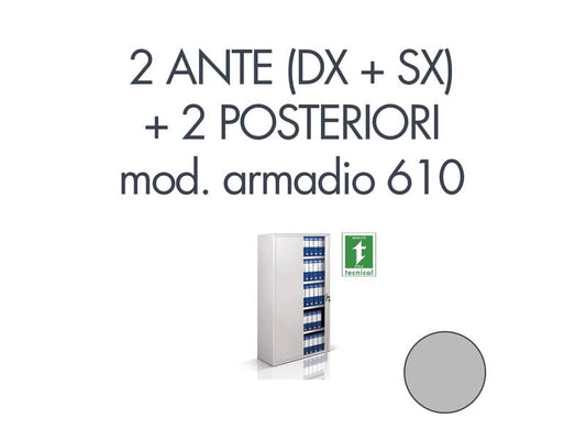 Set 1 porta DX + 1 porta SX + 2 posteriori per armadio 610 grigio Tecnical 2 - 805141163012