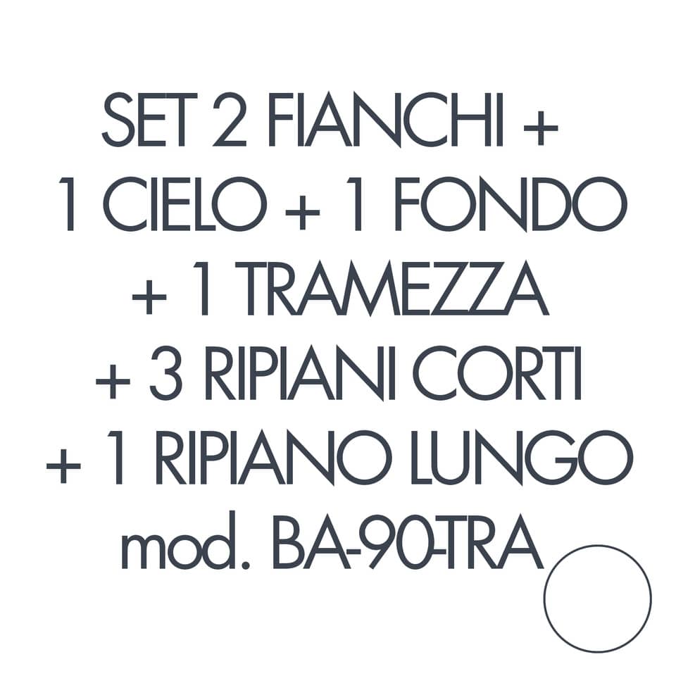 Set 2 fianchi+1 cielo+1 fondo+1 tramezza +3 piani corti+1 piano lungo per armadio Tecnical 2 BA-90-TRA bianco 805141163071