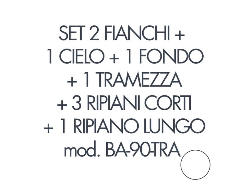 Set 2 fianchi+1 cielo+1 fondo+1 tramezza +3 piani corti+1 piano lungo per armadio Tecnical 2 BA-90-TRA bianco 805141163071