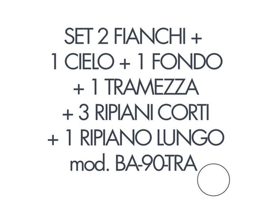 Set 2 fianchi+1 cielo+1 fondo+1 tramezza +3 piani corti+1 piano lungo per armadio Tecnical 2 BA-90-TRA bianco 805141163071