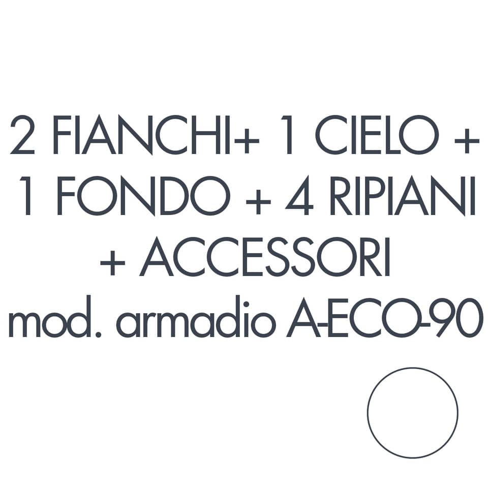 Set 2 fianchi + 1 cielo + 1 fondo + 4 ripiani + accessori per armadio Tecnical 2 A-ECO-90 bianco - 805141163083