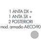 Set 1 porta sx + 1 porta dx + 2 posteriori per armadio Tecnical 2 A-ECO-90 grigio - 805141163082