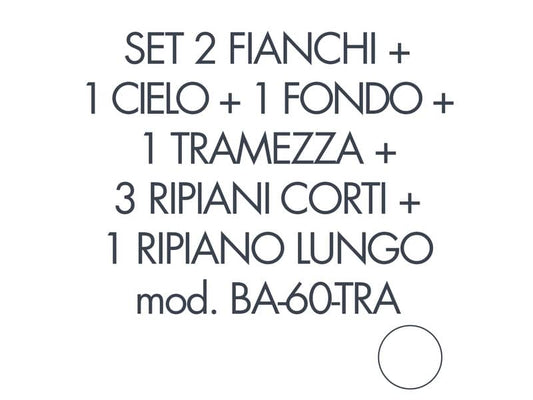 Set 2 fianchi+1 cielo+1 fondo+1 tramezza +3 piani corti+1 piano lungo per armadio Tecnical 2 BA-60-TRA bianco 805141163079