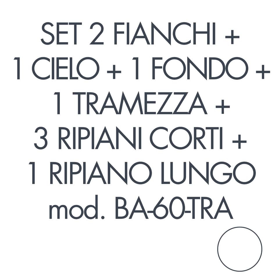 Set 2 fianchi+1 cielo+1 fondo+1 tramezza +3 piani corti+1 piano lungo per armadio Tecnical 2 BA-60-TRA bianco 805141163079
