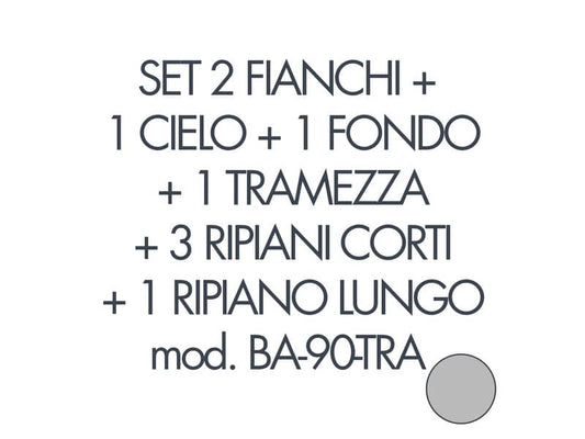 Set 2 fianchi+1 cielo+1 fondo+1 tramezza +3 piani corti+1 piano lungo per armadio Tecnical 2 BA-90-TRA grigio 805141163072