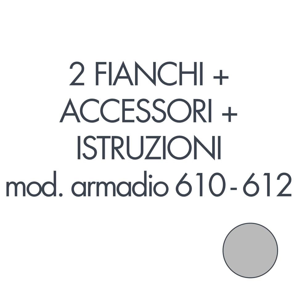 Set 2 fianchi + accessori + istruzioni per armadio 610 grigio Tecnical 2 612-BA GRIGIO - 805141163008