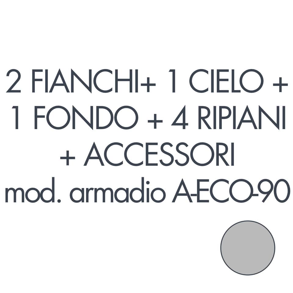 Set 2 fianchi + 1 cielo + 1 fondo + 4 ripiani + accessori per armadio Tecnical 2 A-ECO-90 grigio - 805141163084