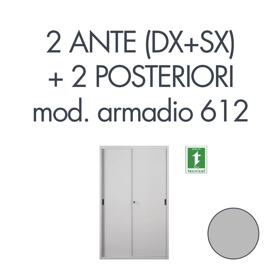 Set 1 porta sx + 1 porta dx +2 posteriori per armadio Tecnical 2 612 GRIGIO - 805141163038