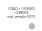 Set 1 cielo + 1 fondo + 2 piani per armadio Tecnical 2 A-210 grigio - 805141163006
