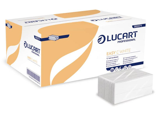 Asciugamani piegati a "C" Lucart Easy C White 1 velo 20 conf. da 192 pezzi - 862074P