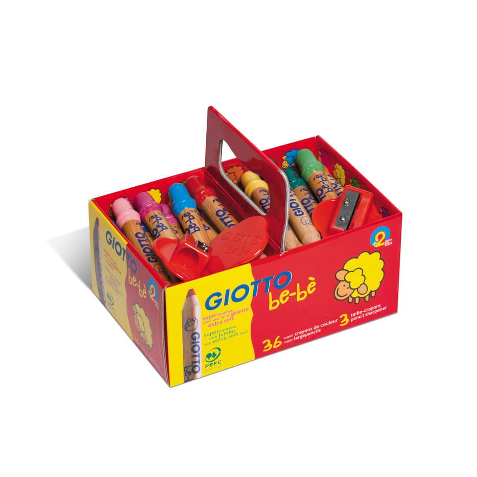 Supermatitoni colorati GIOTTO be-bè mina grande 7 mm assortiti Schoolpack da 36 + 3 temperini - 461300