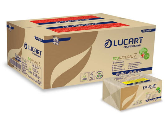 Asciugamani piegati a "Z" Lucart EcoNatural Z 23x23,5 cm avana conf. da 220 ff - 864036P