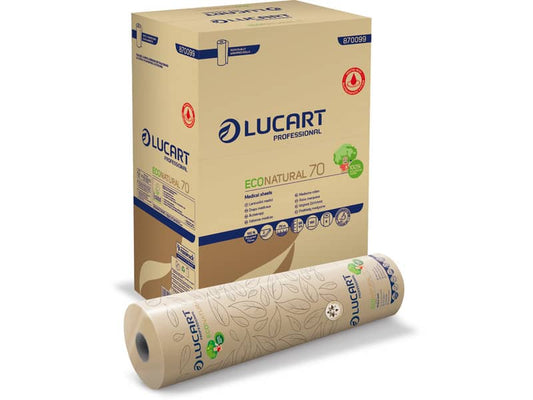 Lenzuolino medico Lucart EcoNatural 70 m 2 veli avana 190 strappi - 870099