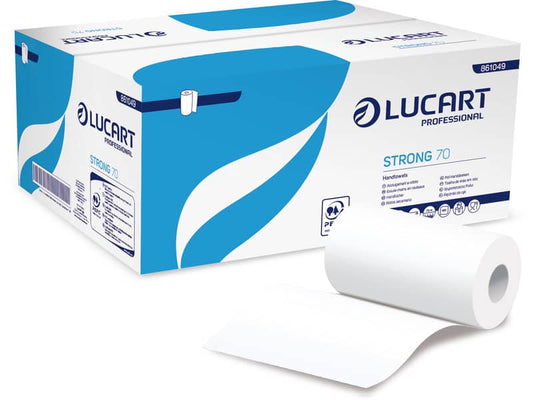 Asciugamano Lucart Strong 70 m 2 veli pura cellulosa cartone da 12 rotoli - 861049