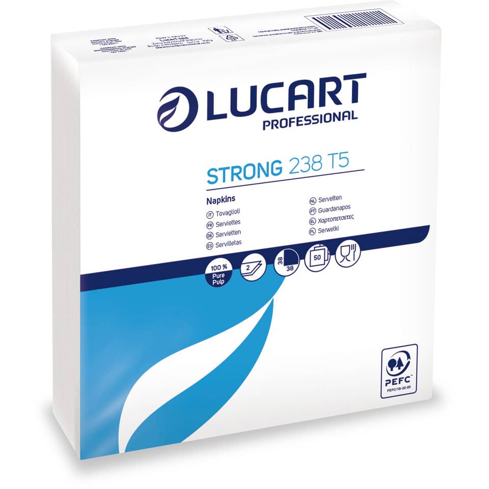 Tovaglioli di carta Lucart Strong 238 T5 2 veli Conf. da 50 pezzi - 832122