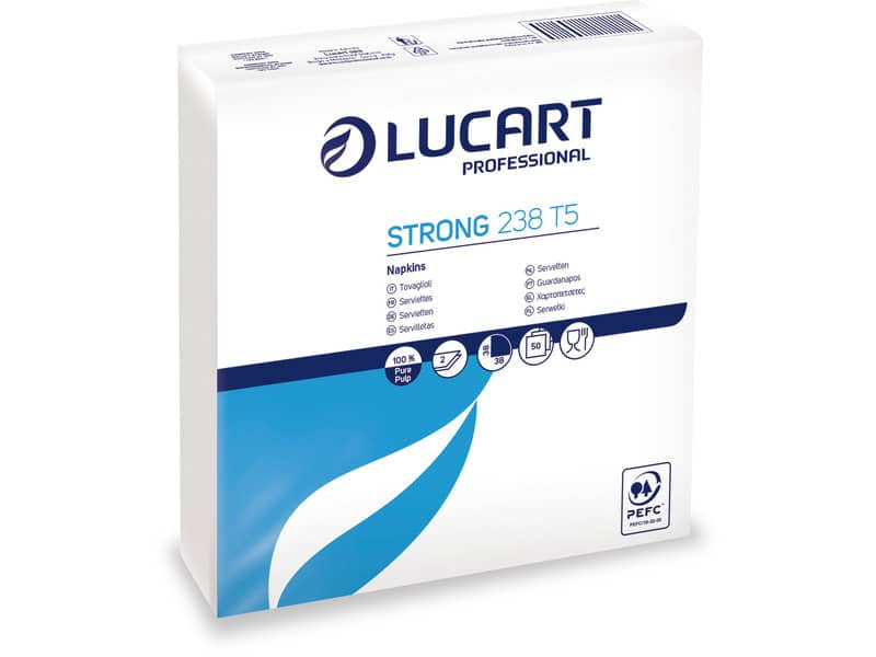 Tovaglioli di carta Lucart Strong 238 T5 2 veli Conf. da 50 pezzi - 832122