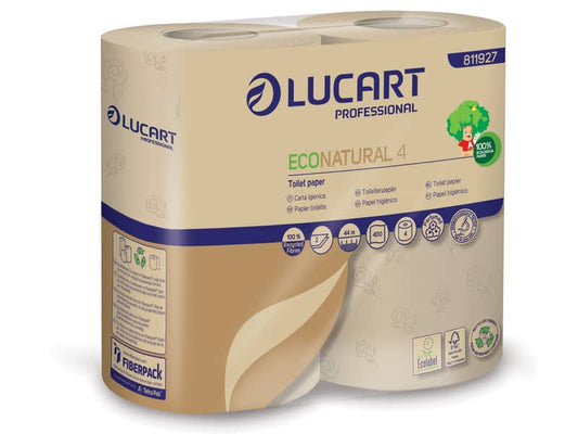 Carta igienica Lucart EcoNatural 4 2 veli 4 rotoli da 400 strappi - 811927