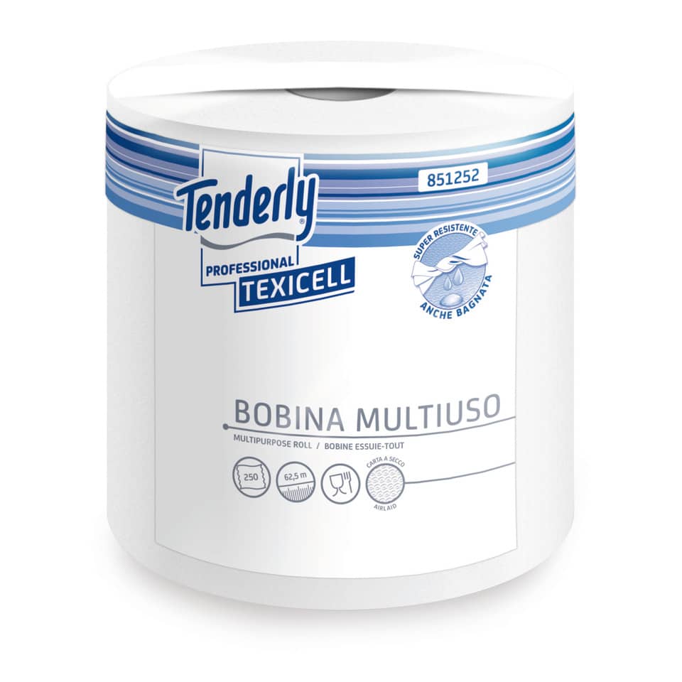 Bobina multiuso Tenderly Texicell 23,5 cm x 62,5 m 1 velo 250 strappi - 851252