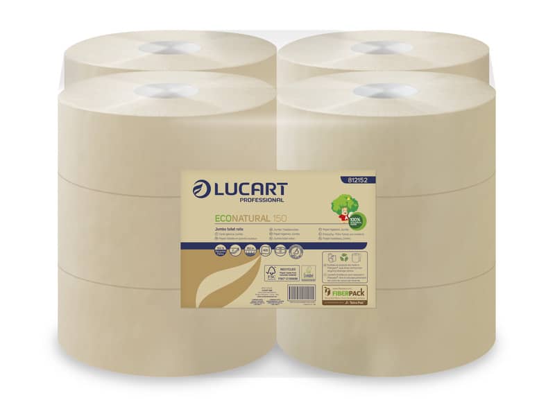 Carta igienica Lucart EcoNatural 150 m jumbo 2 veli avana 12 rotoli da 405 strappi - 812152P