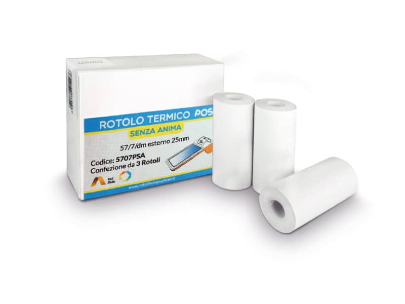 Rotoli POS Rotolificio Pugliese BPA Free Exclusive senza anima 57 mm x 10 m - d. 30 mm - conf. 12 rotoli - 5710-PSA